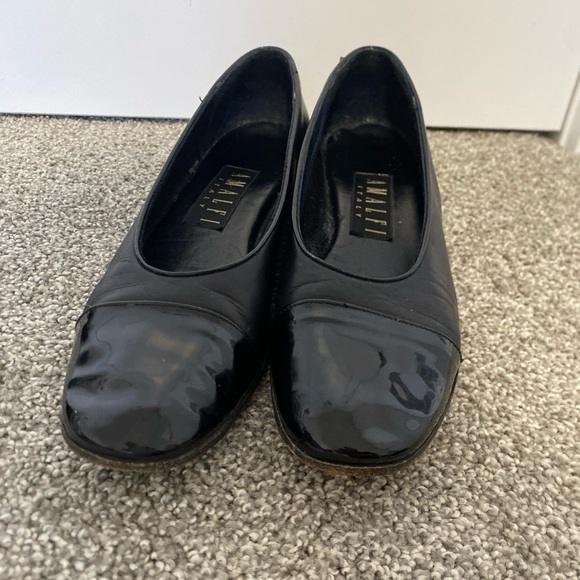 Amalfi Black Leather Short Kitten Heel Size 7.5 8 - Picture 6 of 8